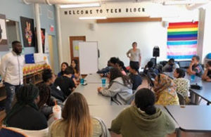 Previous Program Director Emily Ferrara working with youth